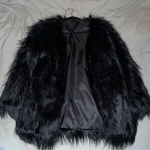 Lanshifei Black Faux Fur Teddy Jacket